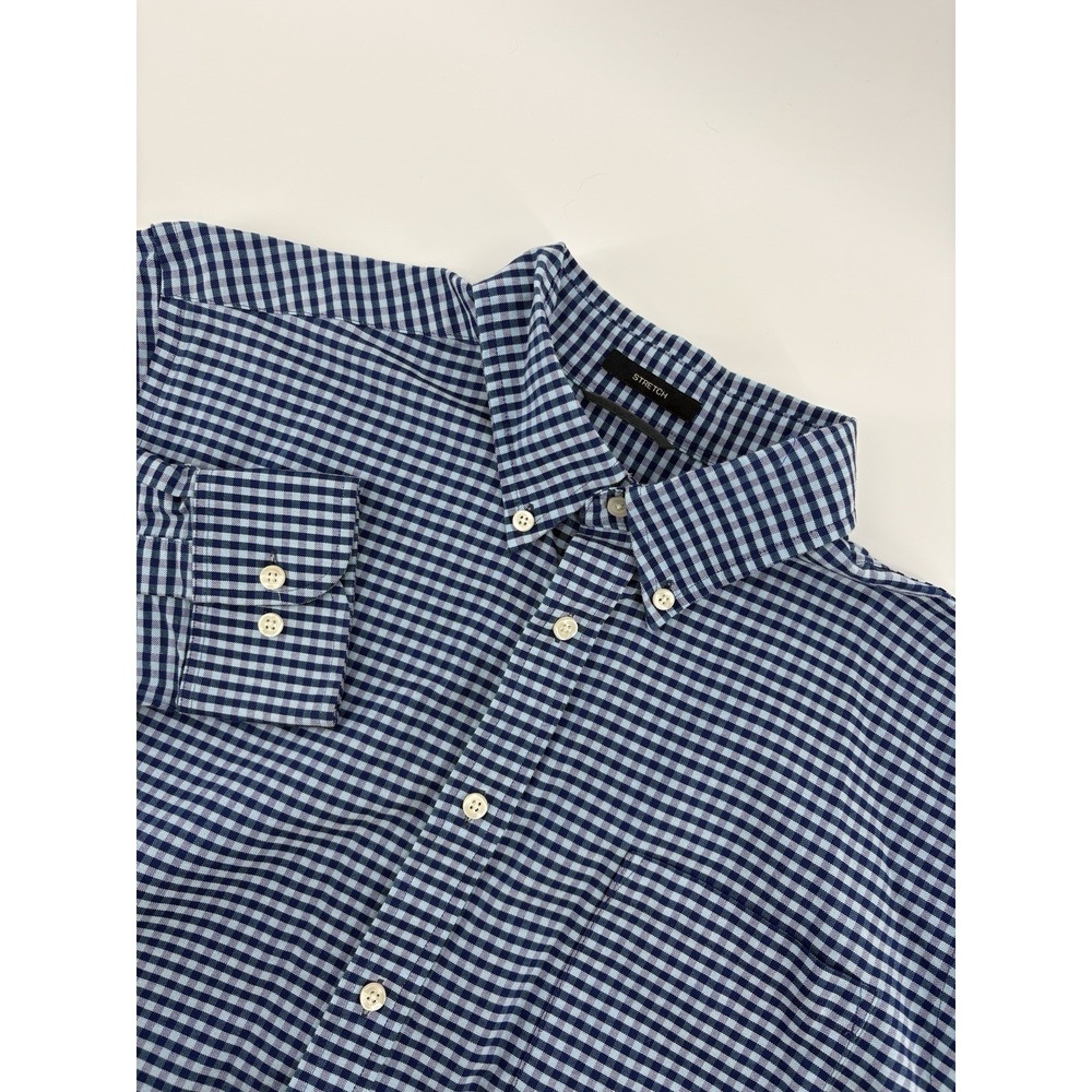 DOCKERS Battery and Street Mens Large 16-16‎ 1/2 34-35 Blue Check Classic Fit